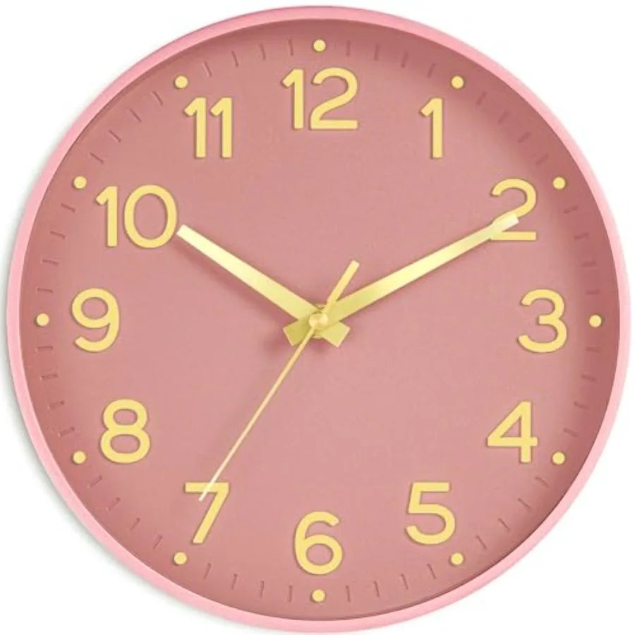 Wall Clock Green, Silent Wall Clocks Battery Operated -Modern Non Ticking Analog Clock Decorative for Kitchen Office Bathroom B