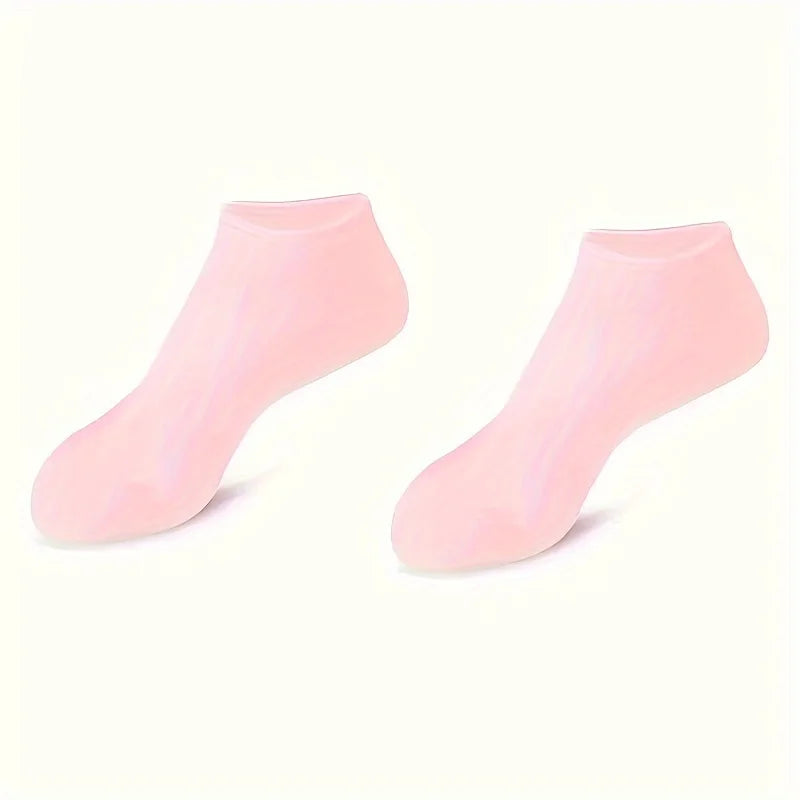 1 Pair Silicone Gel Moisturizing Foot Socks for Dry, Cracked Feet - Soothing Massage Pedicure Care Tool