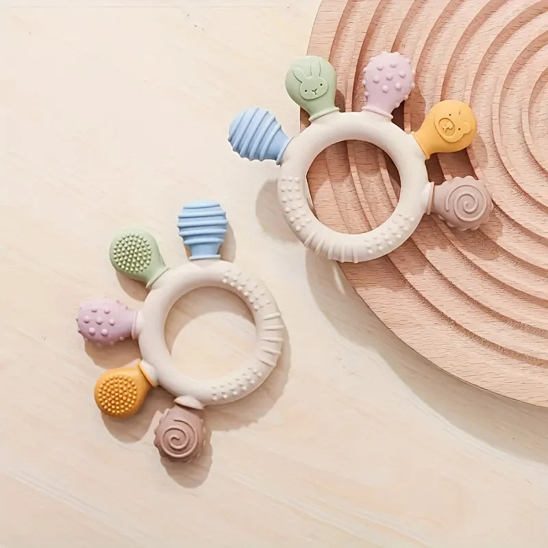 Baby silicone teether anti-eating hand grasping training biting and biting and biting teething sticks nibbling toys chewing teet
