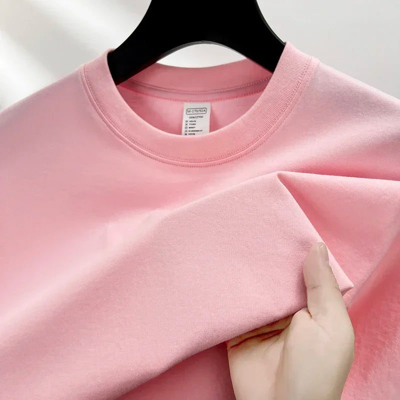 100% Pure Cotton Summer High-end Brand Men's Short Sleeve Round Neck Fashionable Style Half Sleeved Top Breathable T-shirt