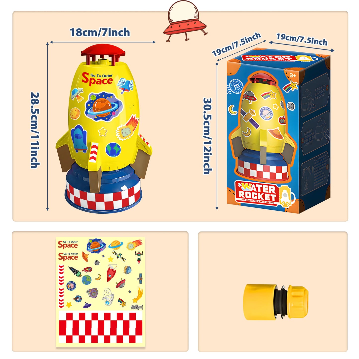 Kids Water Toys Water Sprinklers for Yard Outdoor Rocket Splash Kids Sprinkler for Outside Backyard Summer Garden Beach Water Play Toys