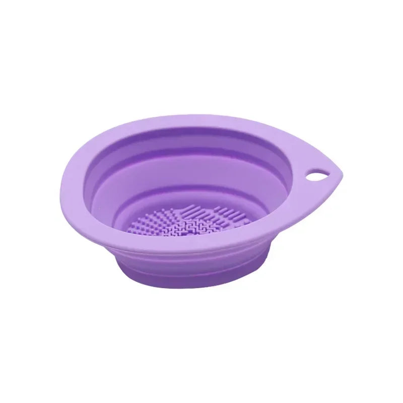 Foldable Silicone Brush Cleaner Scrubber Box Washing Bowl Powder Puff Eyeshadow Brushes Beauty Tool