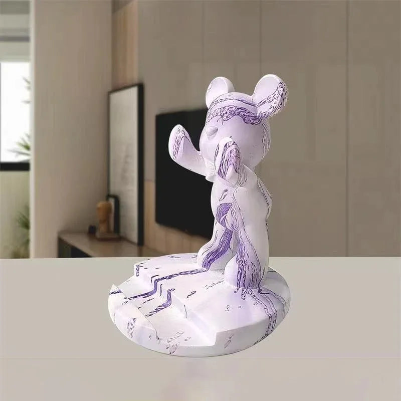French Bulldog Statue Desk Decor Cute Dog Sculptures Phone Holder Animal Figurine Cell Phone Stand Home Office Decorations
