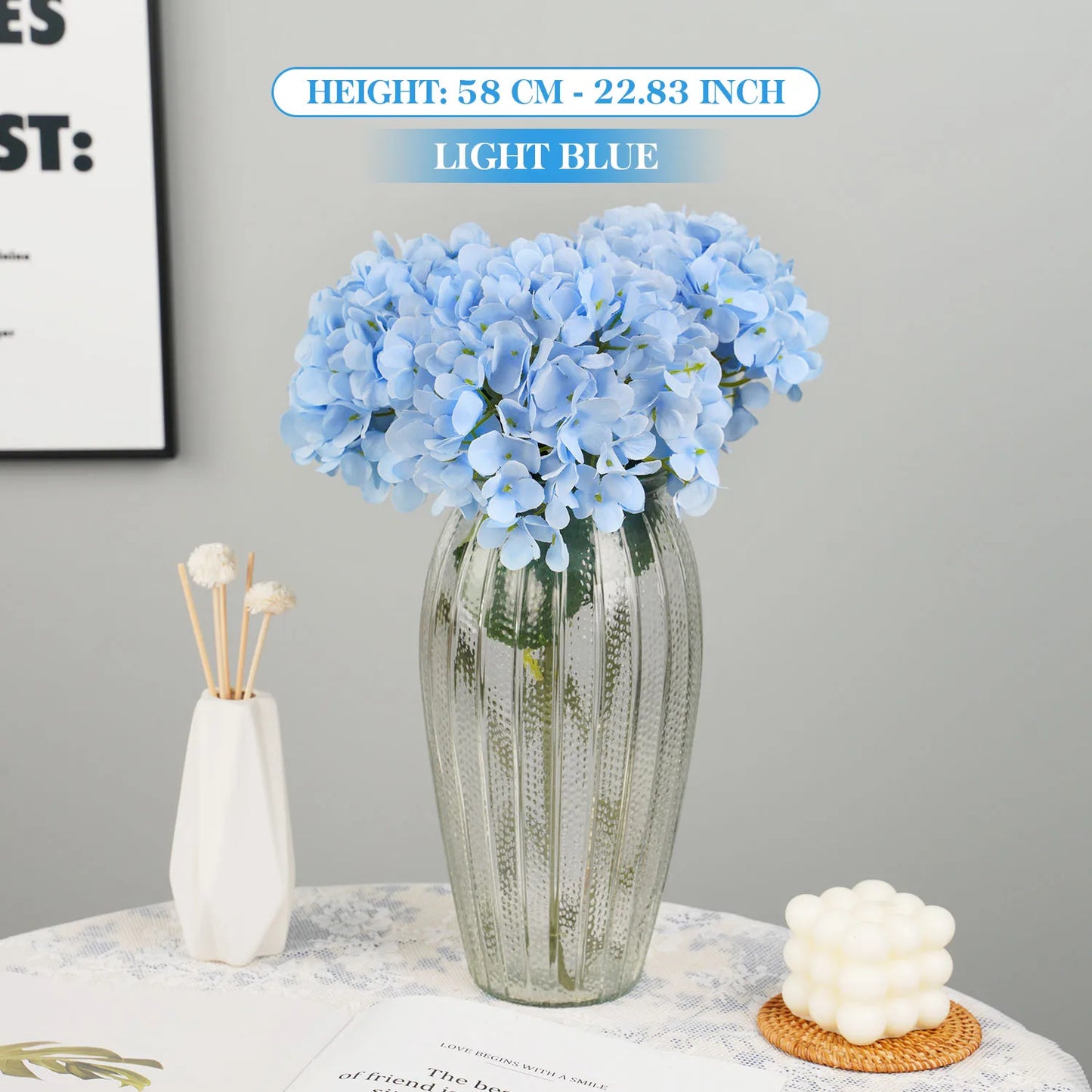 58cm Beautiful Silk Artificial Flowers Hydrangea Flower Bouquet for 2026 Party Wedding Room Table Decoration Floral Arrangement