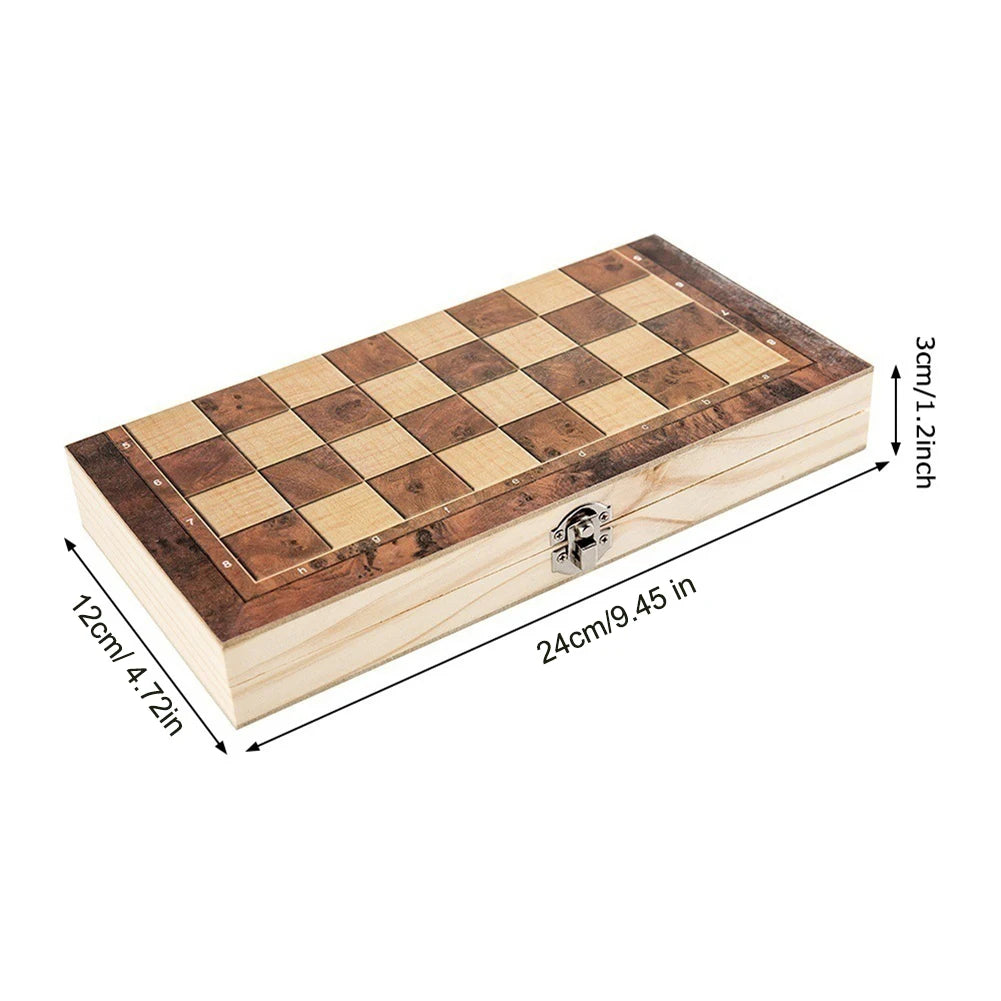Magnetic Wooden Folding Chess Set Felted Game Board 24cm*12cm Interior Storage Adult Kids Gift Family Game Chess Board