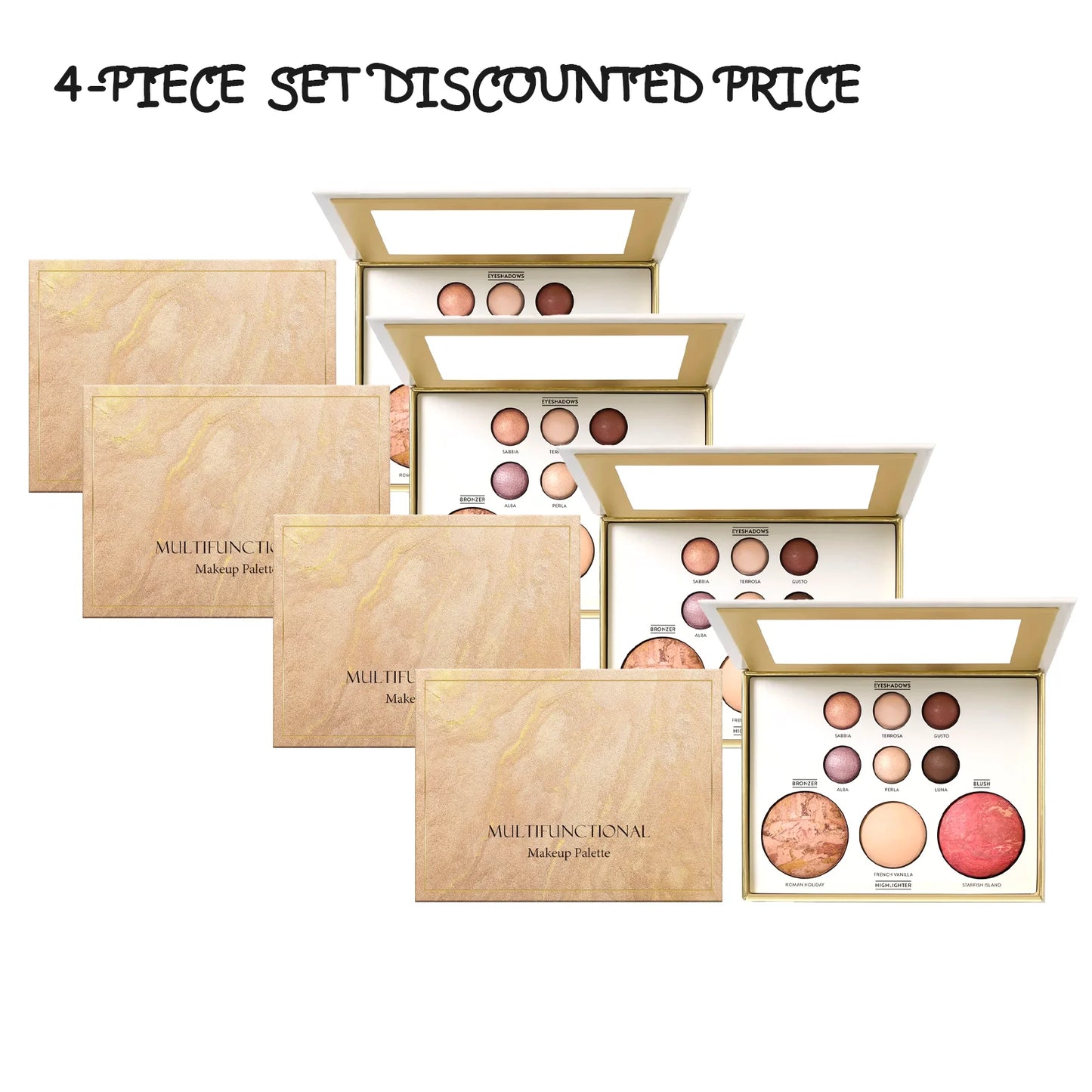 All-in-1 Gilded Makeup Palette Eyeshadow Blush Highlighter Contour Brightening Makeup Palette Long Lasting Daily Party Makeup