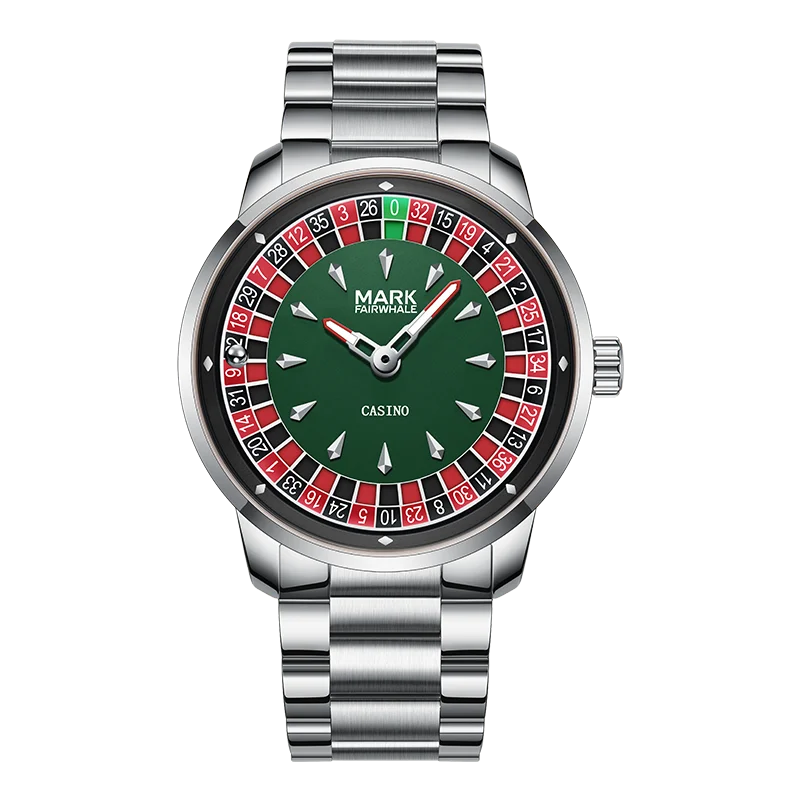 Mark Fairwhale Casual Leather Strap dial Rotatable Roulette Watch Dial Men's Wristwatch Quartz Fashion WristWatch Wrist Watches for man