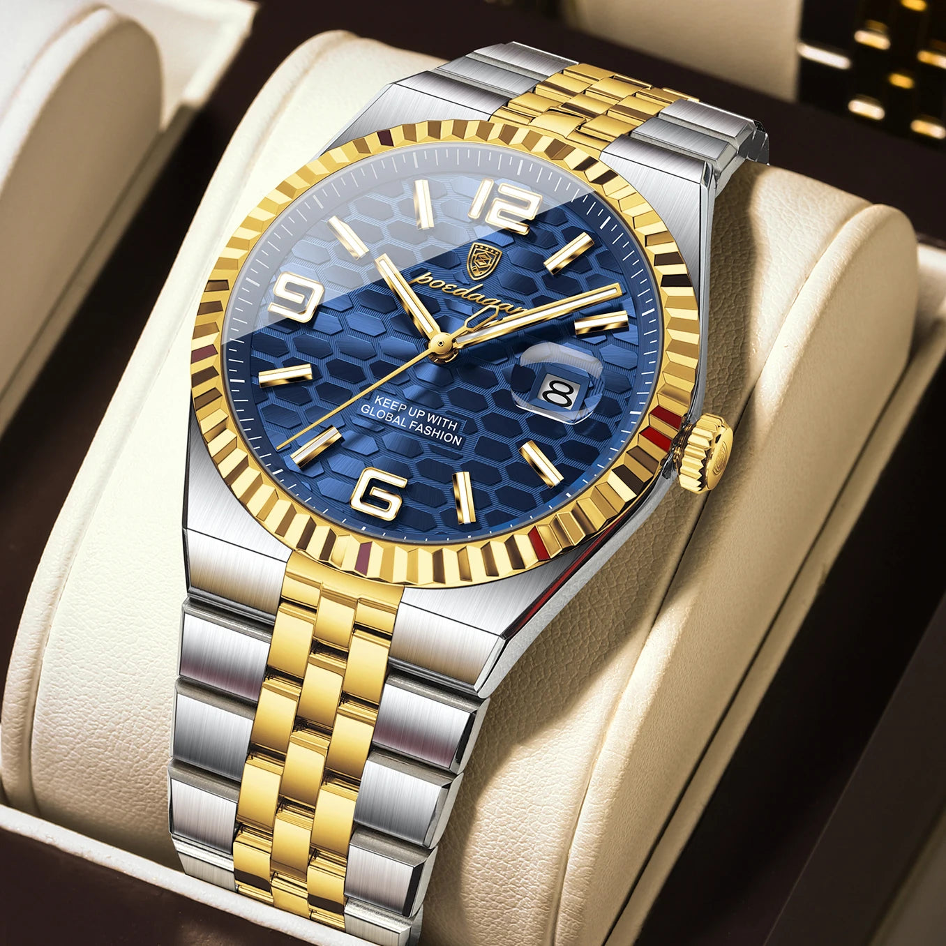 POEDAGAR High Quality Original Men Clock Waterproof Luminous Date Luxury Man Watch Stainless Steel Quartz Men's Watches Male+Box