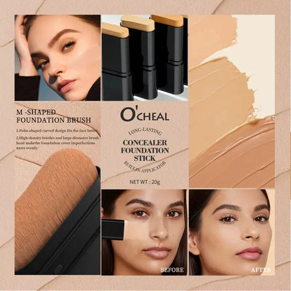 Dual-ended contour stick, facial foundation, concealer, long-lasting dark circles, correcting contour concealer, makeup