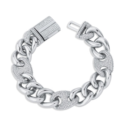 TOPGRILLZ 16mm Box Buckle Bracelet Miami Cuban Chain Iced Out Cubic Zirconia Hip Hop Fashion Jewelry