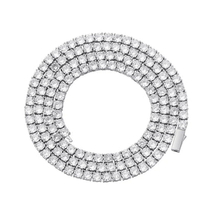 TOPGRILLZ 3MM-6MM Spring buckle Iced Out Full Cubic Zircon 1 Row Tennis Chain Necklace Gold Silver Color Hip Hop Jewelry