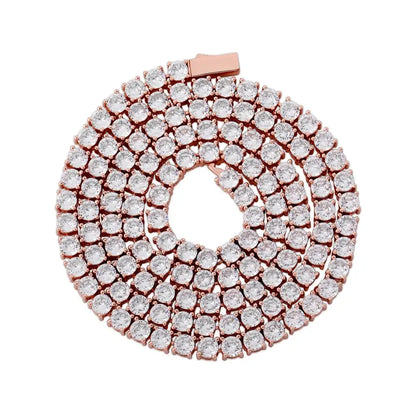 TOPGRILLZ 3MM-6MM Spring buckle Iced Out Full Cubic Zircon 1 Row Tennis Chain Necklace Gold Silver Color Hip Hop Jewelry