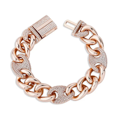 TOPGRILLZ 16mm Box Buckle Bracelet Miami Cuban Chain Iced Out Cubic Zirconia Hip Hop Fashion Jewelry