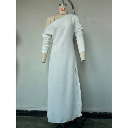2026 European and American -  Summer New Style Elegant Long-sleeved Knitted Pleated Split Women's Dress