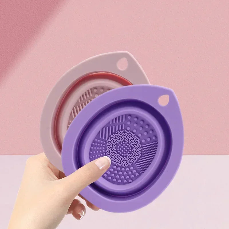 Foldable Silicone Brush Cleaner Scrubber Box Washing Bowl Powder Puff Eyeshadow Brushes Beauty Tool
