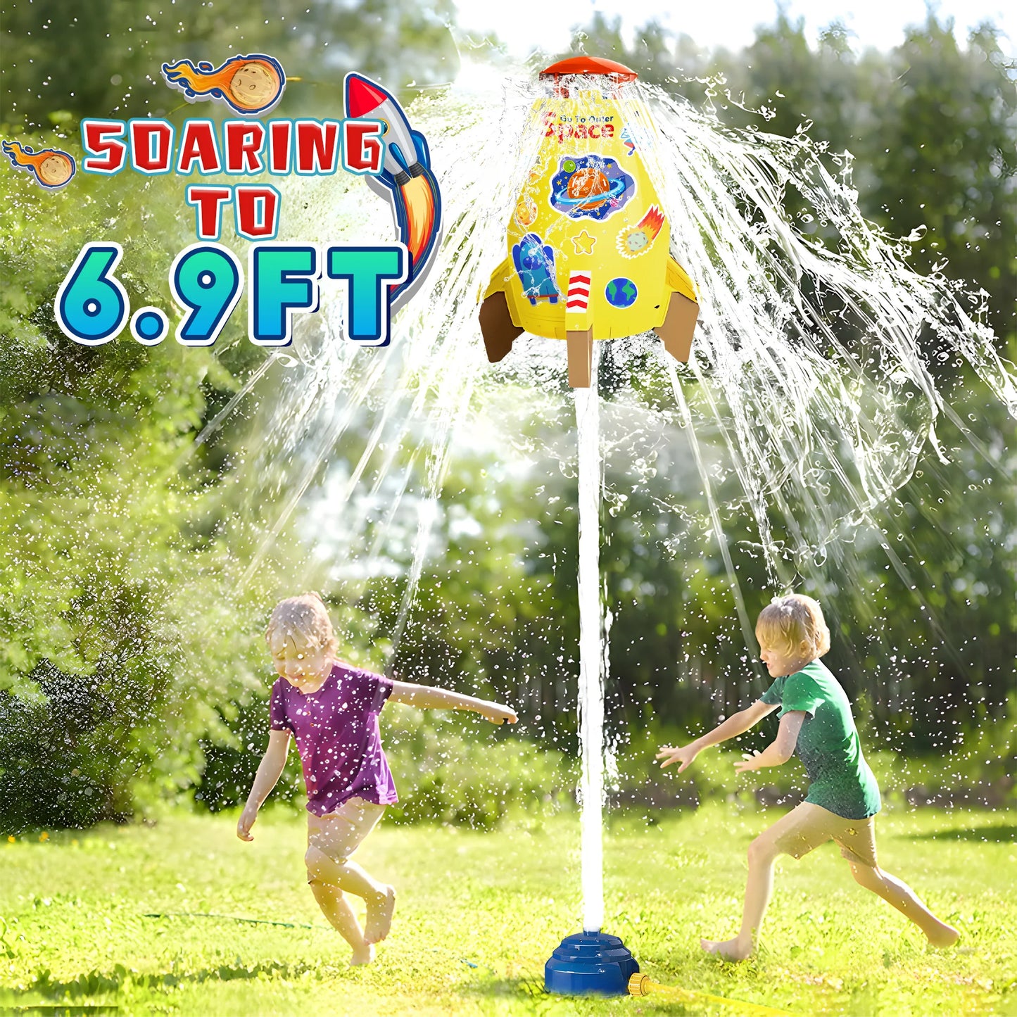 Kids Water Toys Water Sprinklers for Yard Outdoor Rocket Splash Kids Sprinkler for Outside Backyard Summer Garden Beach Water Play Toys