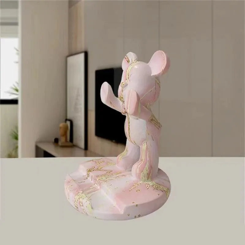 French Bulldog Statue Desk Decor Cute Dog Sculptures Phone Holder Animal Figurine Cell Phone Stand Home Office Decorations