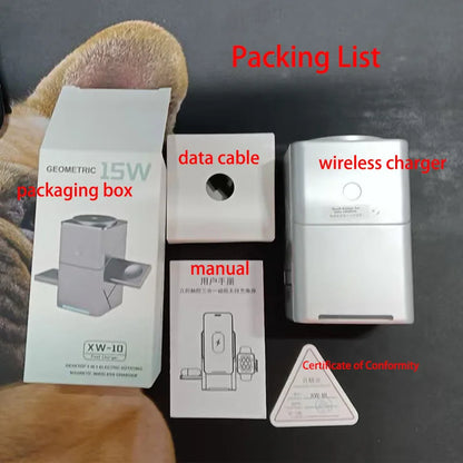New Qi2 3 in 1 Touch Button Rotating Magnetic Wireless Charger Station for IPhone 16-12 Max & Samsung Galaxy Fast Charging Dock