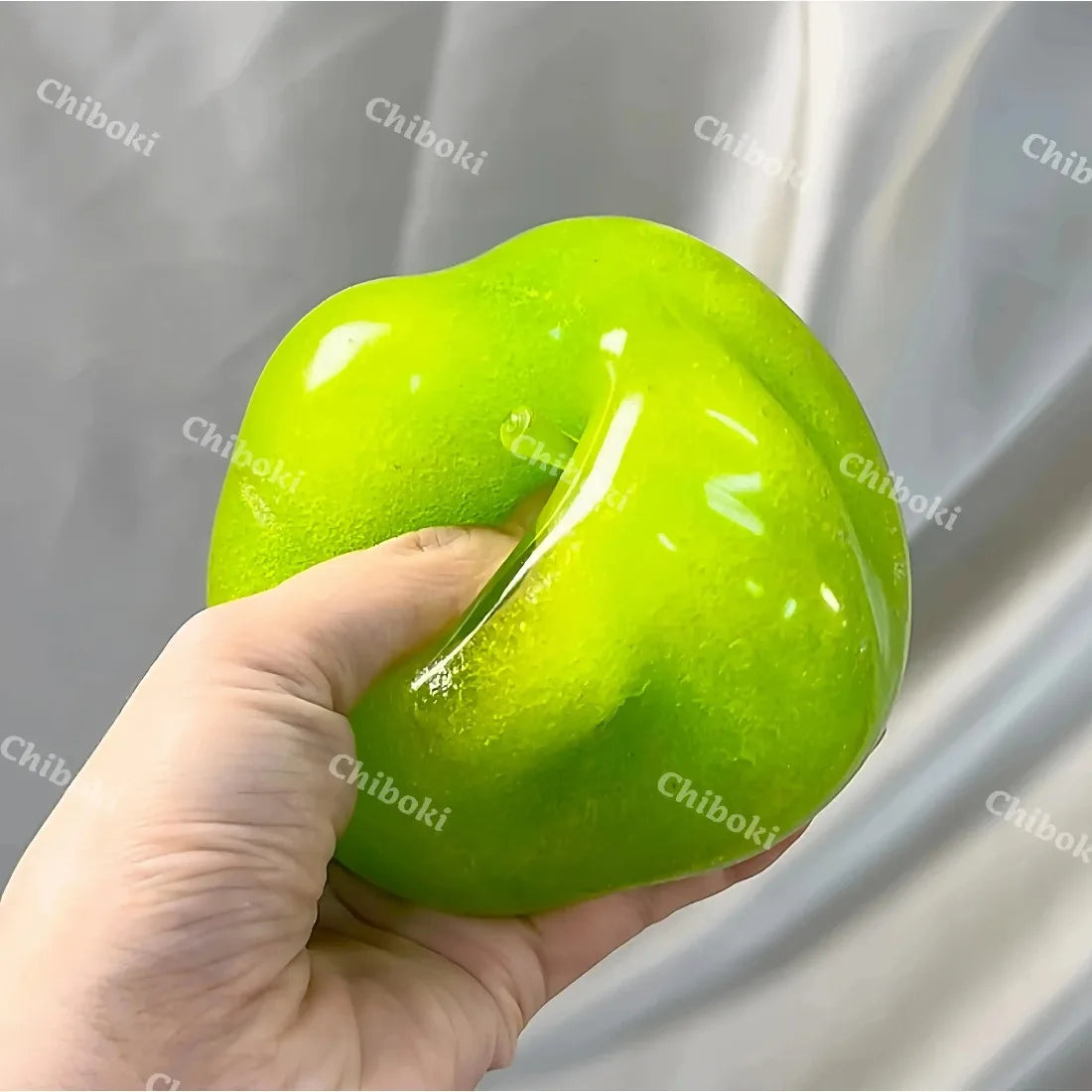 Green Apple Slushie Squishy Fidget Toy Crunchy Moldable Non-Bounce Sensory Stress Reliever Medium Grip Strength Slow Rising Gift