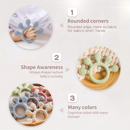 Baby silicone teether anti-eating hand grasping training biting and biting and biting teething sticks nibbling toys chewing teet