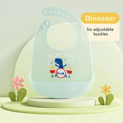 Waterproof Baby Bibs Baby Stuff Cute Cartoon Animal Printed Kids Bib Girl Boy Adjustable Soft Silicone Bib Baby Feeding Stuff