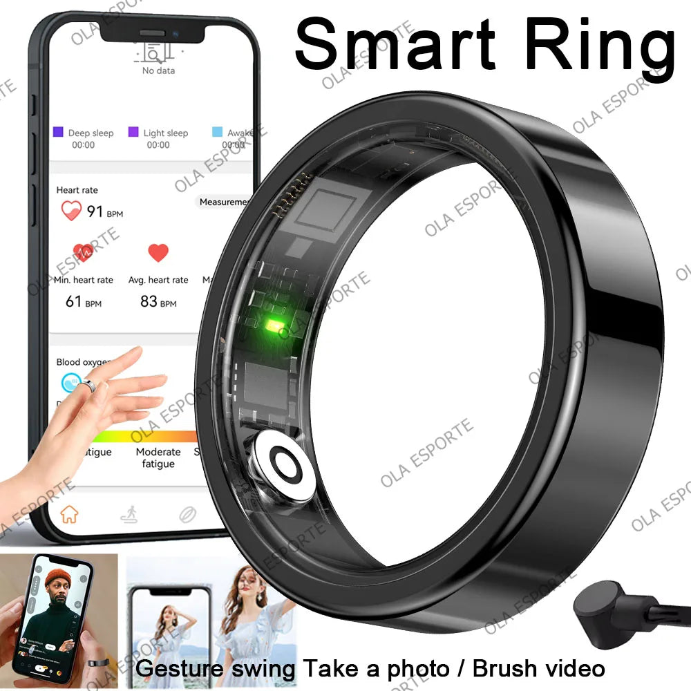 R09 Rings Women's Men Couple Health Monitor Steps Jring APP Smartring Electronics Devices Waterproof Remote Control Android Ios
