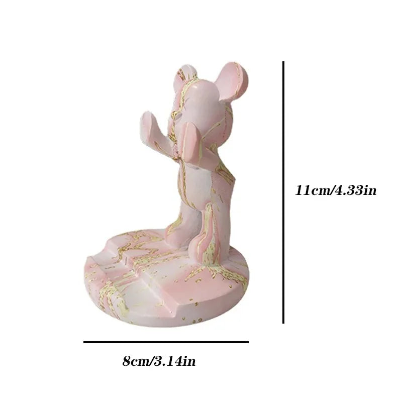 French Bulldog Statue Desk Decor Cute Dog Sculptures Phone Holder Animal Figurine Cell Phone Stand Home Office Decorations