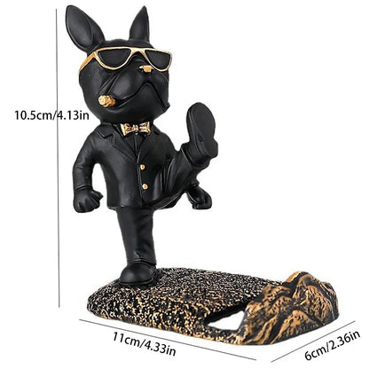 French Bulldog Statue Desk Decor Cute Dog Sculptures Phone Holder Animal Figurine Cell Phone Stand Home Office Decorations