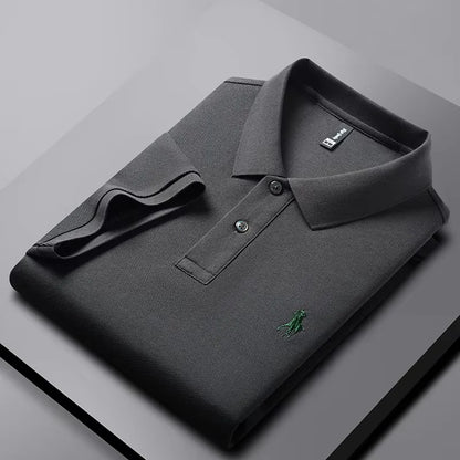 High end 100% cotton men's short sleeve solid color polo shirt light luxury brand embroidered business casual summer New T-shirt