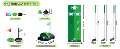 Kids Toy Golf Set Auto Returner Night Light Golf Balls Mat Toddler Mini Golf Game Indoor Outdoor Sports Toys Boys Christmas Gift