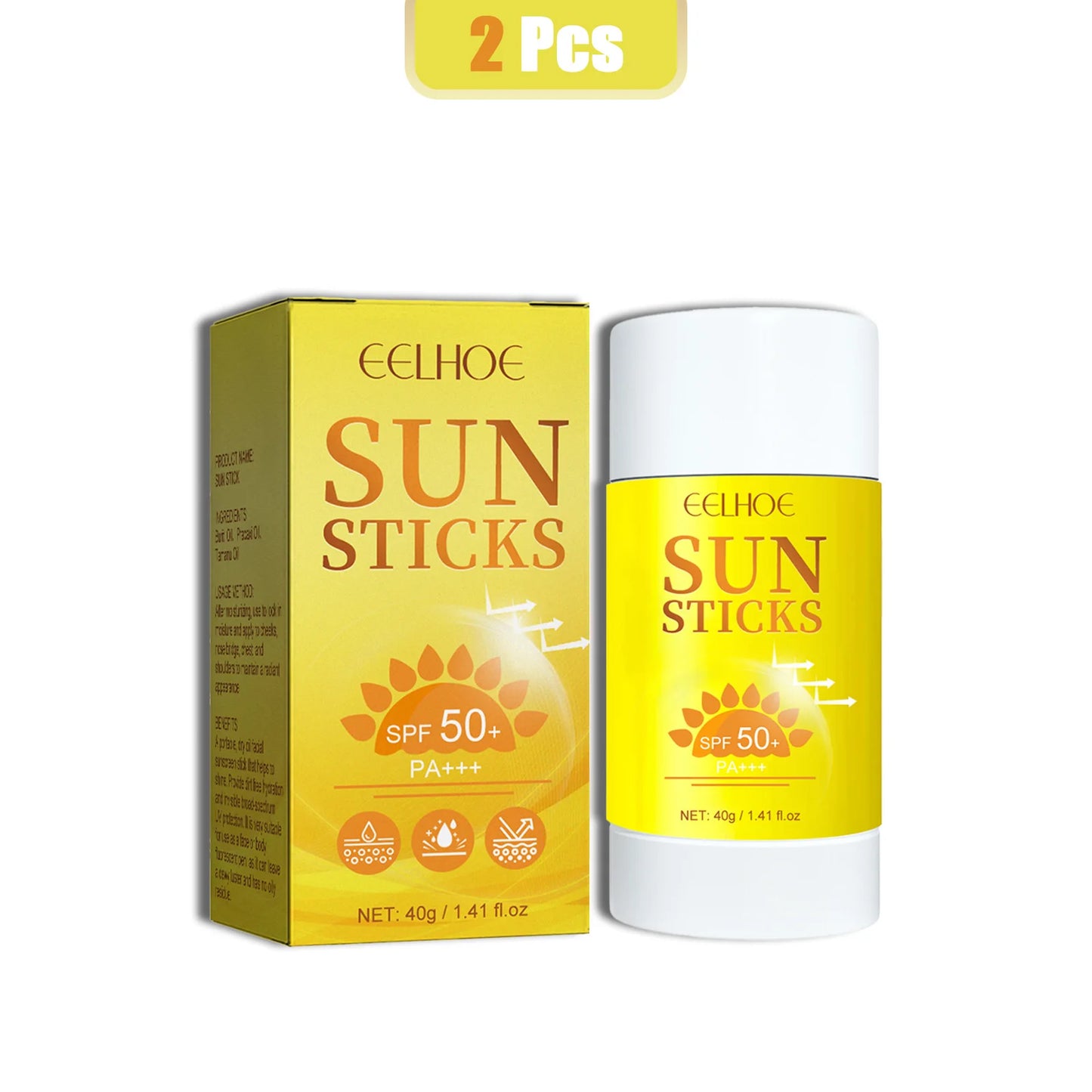 EELHOE 40g Coverage Sunscreen Stick SPF 50+ Anti-UV Moisturizing Preventing Dry Skin Long-lasting Protector Portable Care Body