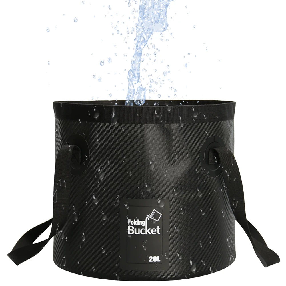 20L Fishing Folding Bucket Waterproof Collapsible Bucket Multifunction Camping Bucket Bag Lightweight for Travel Fishing Boating
