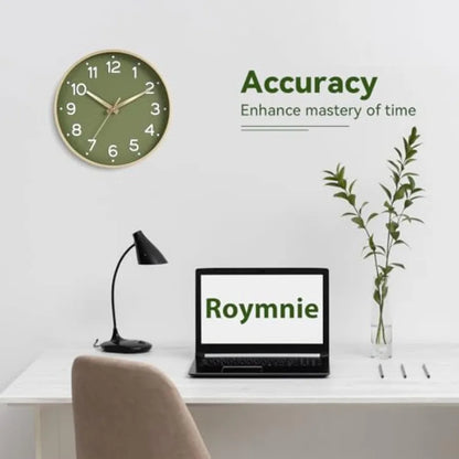 Wall Clock Green, Silent Wall Clocks Battery Operated -Modern Non Ticking Analog Clock Decorative for Kitchen Office Bathroom B