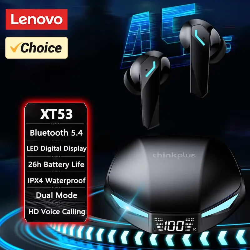 Original Lenovo XT53 TWS Upgrade Bluetooth V5.4 Headphones Wireless LED Digital Display Earphones Noise Reduction Headset