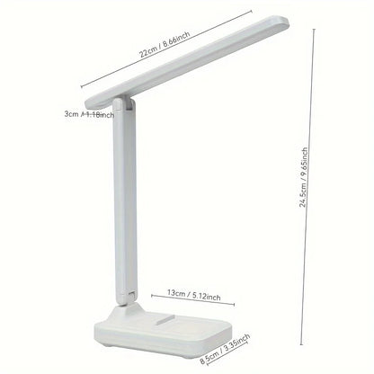LED Touch Switch White Folding Desk Lamp Bedroom Bedside Study Reading Eye Care Night Lamp USB Plug-in Dimmable White Desk Lamp