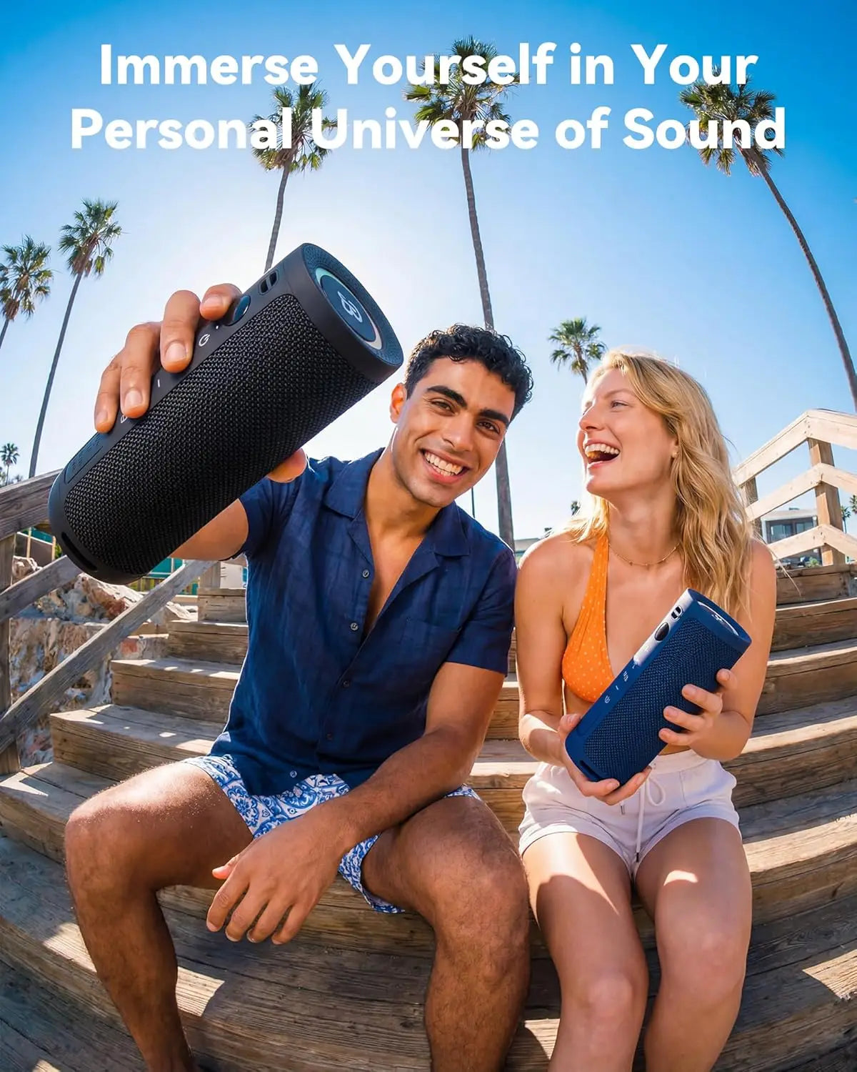 Portable Bluetooth Speaker 20W, IPX6 Waterproof, 24H Playtime, RGB Lights, TWS Pairing, Outdoor for Camping Beach