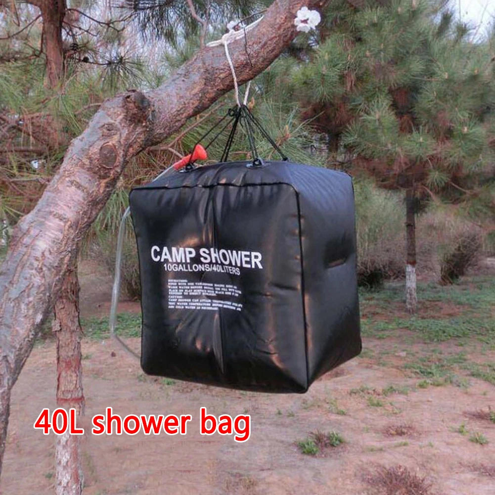 40l Camp Shower Bag Foldable Pvc Solar Shower Bag Uv Protection Coating Outdoor Bath Water Bag Hangable for Travel Hiking Picnic