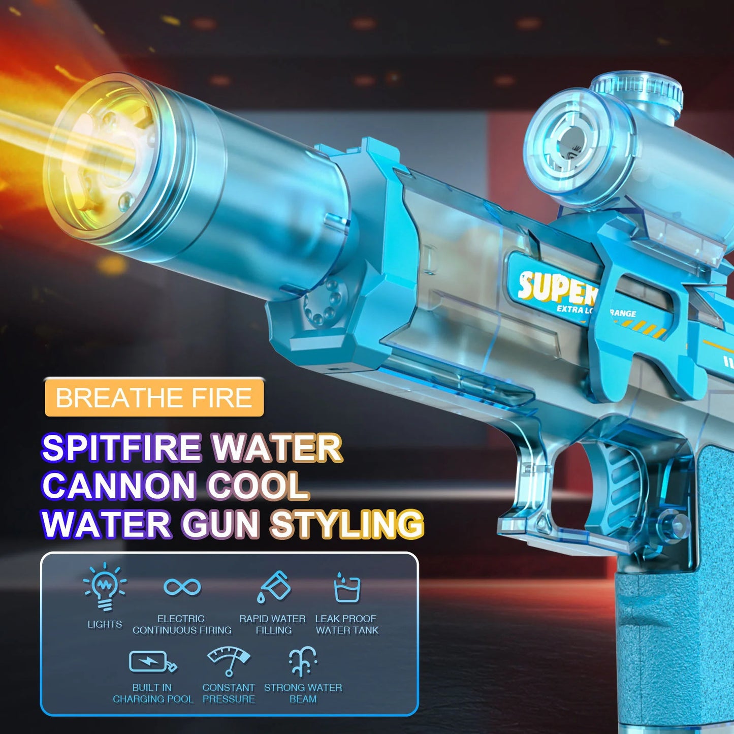 Electric Water Gun, Automatic Squirt Guns with Long Range with Large Capacity,  Water Blasters for Outdoor Summer