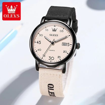 OLEVS Watches Date Quartz Wristwatch Waterproof Luminous Watches Nylonstrap Original Casual Fashion Student Watch 2997 Reloj