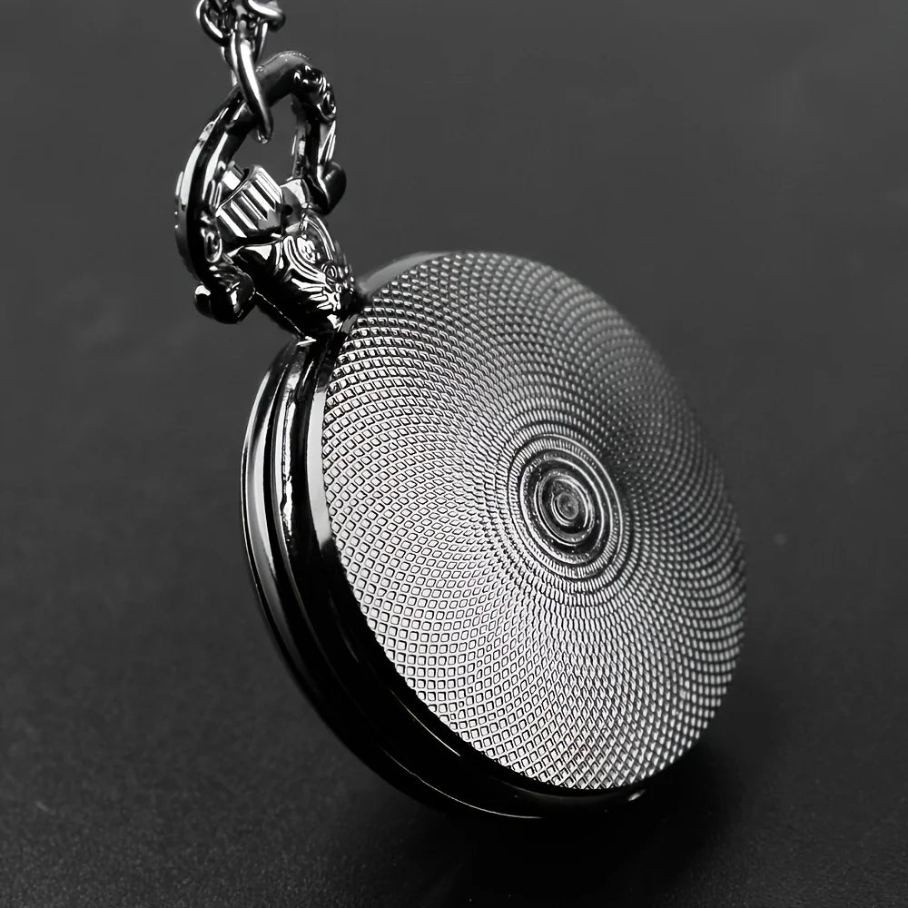Gothic Design Black Raven Pocket Watch With Necklace Alloy Case & Band,Quartz Movement, Non-Waterproof Watch for Men Women Kids