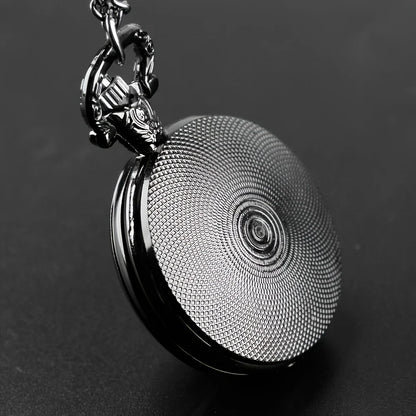 Gothic Design Black Raven Pocket Watch With Necklace Alloy Case & Band,Quartz Movement, Non-Waterproof Watch for Men Women Kids