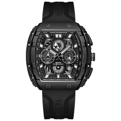 Mark Fairwhale 5670 Men's Top Design Quartz Tonneau Multifunction Chronograph Waterproof Silicone  Sports Quartz Watch for Men