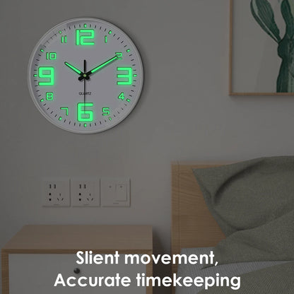 8-inch Night Light Wall Clock Battery Operated Glow in The Dark Clocks Silent Light Up Wall Clocks for Living Room Bedroom Decor