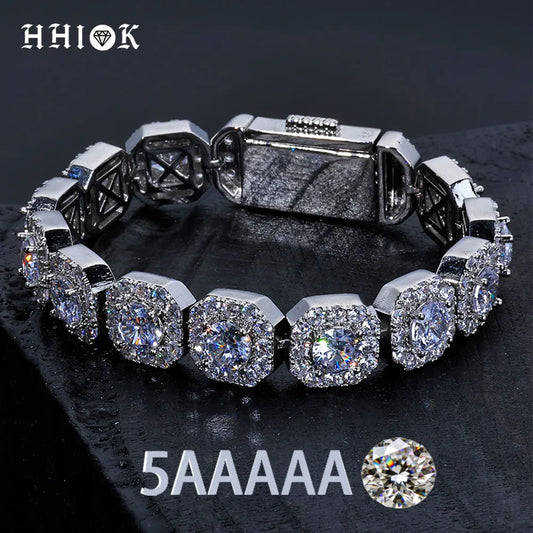 Valentine Day Cluster Tennis Bracelet Hip Hop Jewelry Sparkle 5A CZ Diamond 10/12mm Rock Sugar Tennis Bracelet Gift