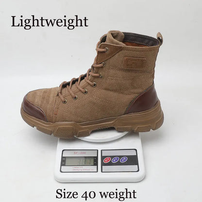 SUADEX Steel Toe Boots for Men Work Boots Indestructible Work Shoes Desert Safety Boots Safety Shoes 36-48