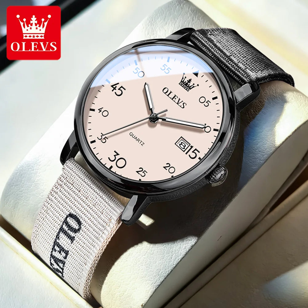OLEVS Watches Date Quartz Wristwatch Waterproof Luminous Watches Nylonstrap Original Casual Fashion Student Watch 2997 Reloj