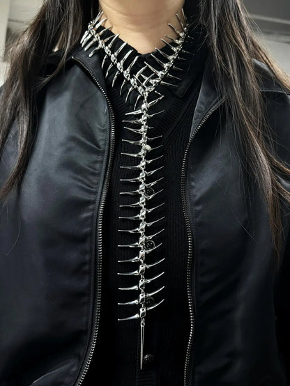 Edgy Niche Hip-Hop Thorn Skeleton Alloy Women's Necklace Perfect for Holiday Parties Everyday Wear Street Style Outfits NEW
