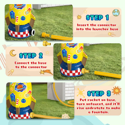 Kids Water Toys Water Sprinklers for Yard Outdoor Rocket Splash Kids Sprinkler for Outside Backyard Summer Garden Beach Water Play Toys