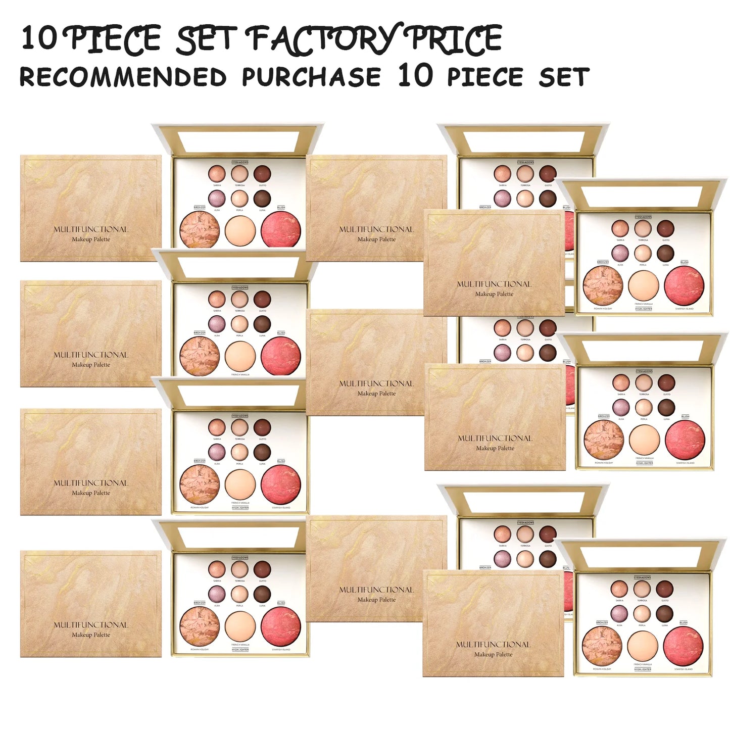 All-in-1 Gilded Makeup Palette Eyeshadow Blush Highlighter Contour Brightening Makeup Palette Long Lasting Daily Party Makeup