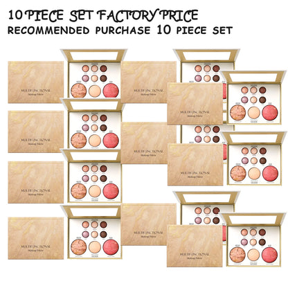 All-in-1 Gilded Makeup Palette Eyeshadow Blush Highlighter Contour Brightening Makeup Palette Long Lasting Daily Party Makeup